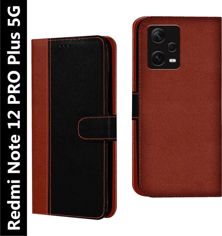 Flipkart SmartBuy Flip Cover for Mi Redmi Note 12 Pro Plus 5G, Redmi Note 12 Pro+ 5G, Redmi Note 12 Pro Plus  (Black, Brown, Dual Protection, Pack of: 1)