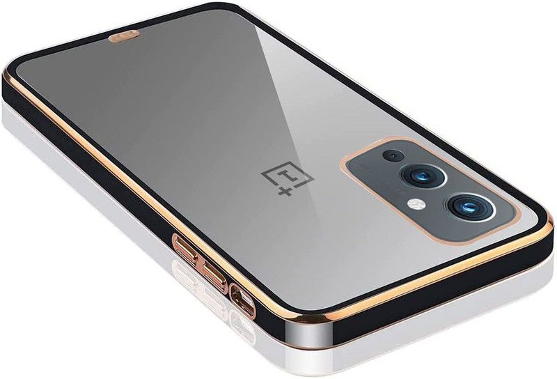 ELEF Back Cover for OnePlus 9 Chrome Case Soft Silicon Transparent Laser Plating Luxury Cover  (Black, Flexible, Silicon, Pack of: 1)