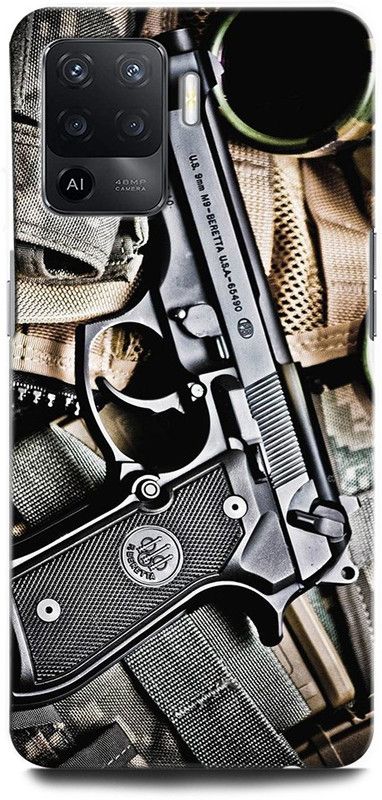 ORBIQE Back Cover for OPPO F19 Pro CPH2285 GUN, PISTOL, ARMY, WEAPON, REVOLVER, MILITARY  (Multicolor, Hard Case, Pack of: 1)