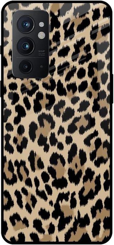 QRIOH Glass Back Cover for OnePlus 9RT  (Brown, Black, Grip Case, Silicon, Pack of: 1)