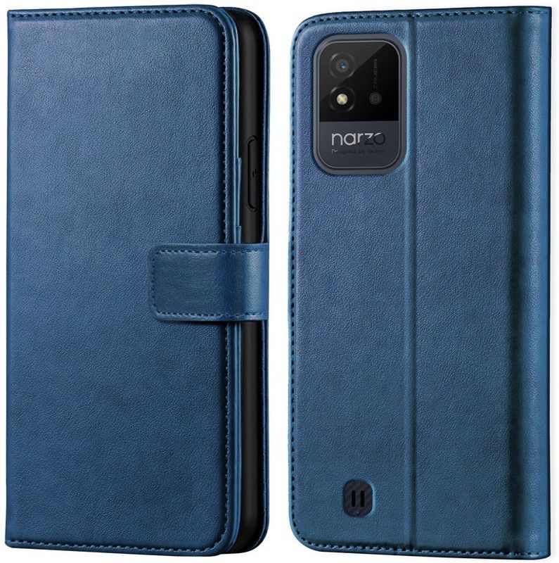 ponyta Flip Cover for Realme Narzo 50i  (Blue, Dual Protection, Pack of: 1)