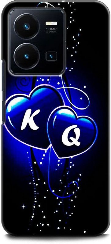 WallCraft Back Cover for Vivo Y35, V2205 K Q, K LOVES Q, NAME, ALPHABET, KQ LOVE, HART, BLUE  (Multicolor, Dual Protection, Pack of: 1)