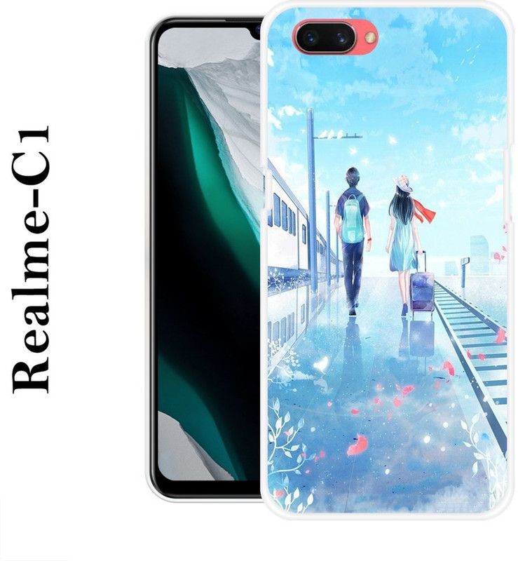 KUDI Back Cover for Realme C1  (Blue, Grip Case, Silicon)