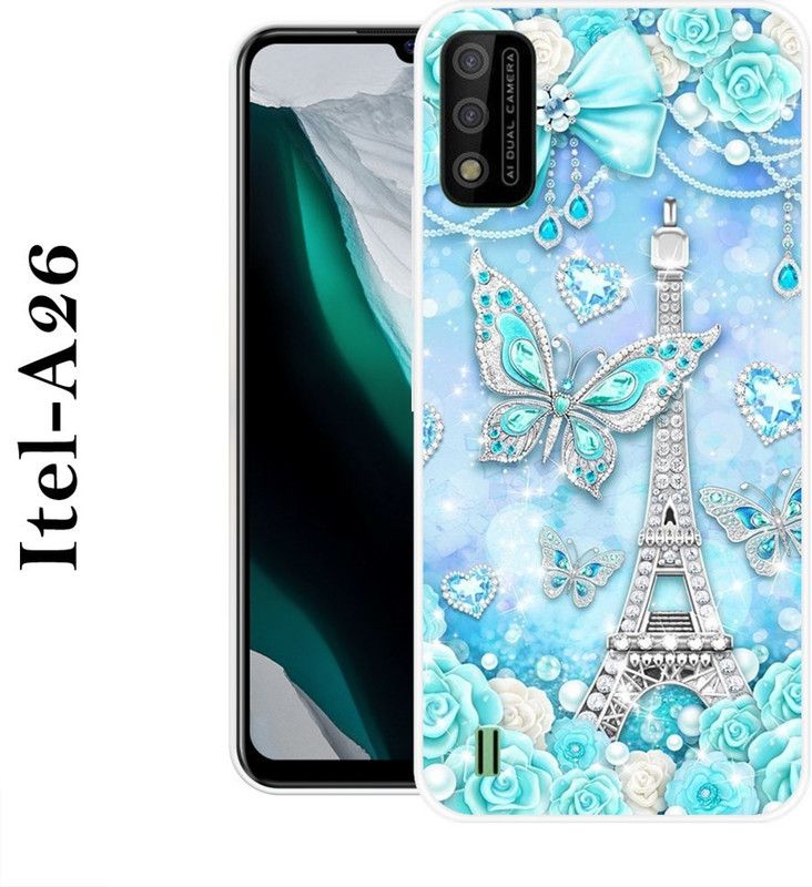 KUDI Back Cover for Itel A26  (Blue, Grip Case, Silicon)