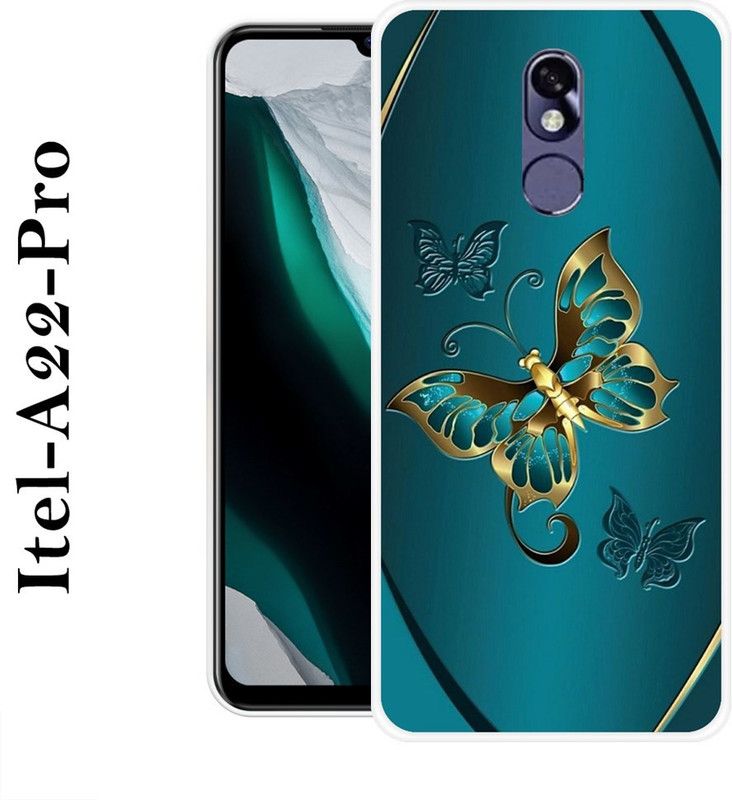 INDIALAND Back Cover for Itel A22 Pro  (Green, Gold, Grip Case, Silicon)