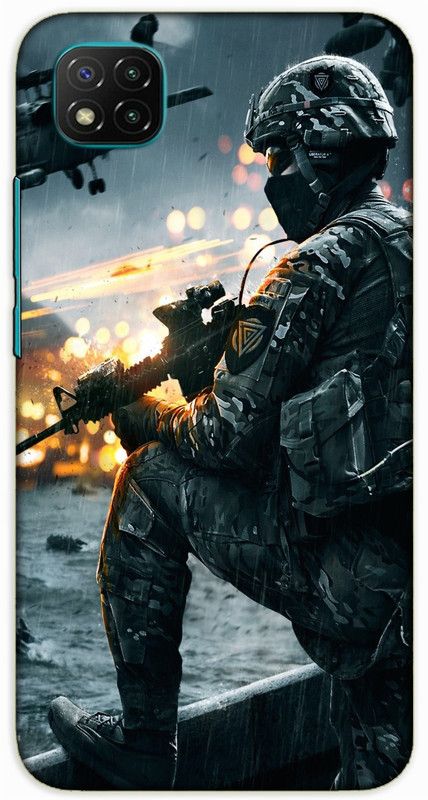 iprinto Back Cover for Poco C3 Indian Army Back Cover  (Black, Hard Case, Pack of: 1)