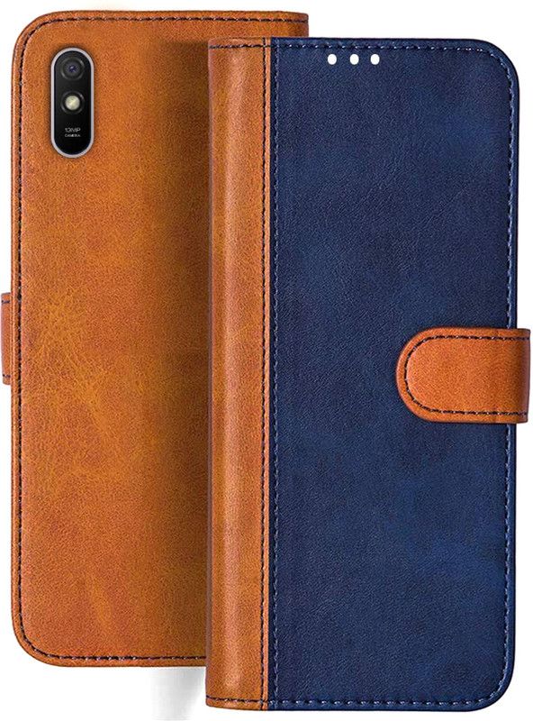 HANIRY Flip Cover for Redmi 9i Sport flip cover | 9i Sport flip cover | Blue, Brown Design  (Brown, Magnetic Case)