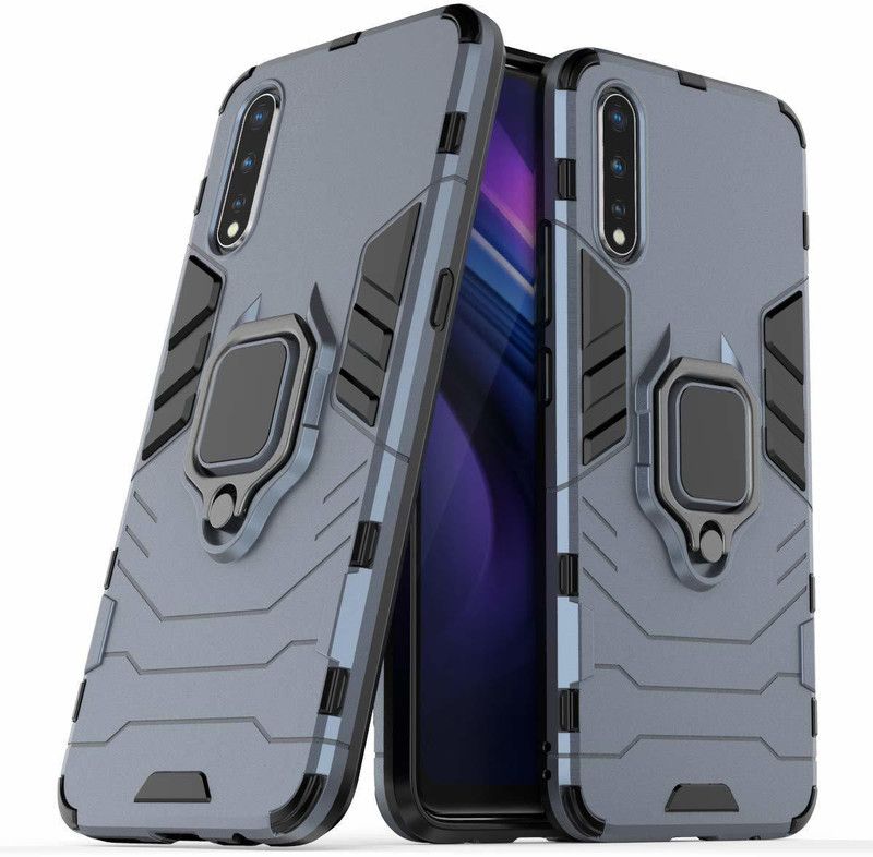 ELEF Back Cover for Samsung Galaxy A70 Armor Rugged Shockproof with Metal Rotating Ring Case  (Blue, Dual Protection, Pack of: 1)