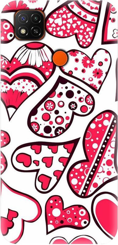 Smutty Back Cover for Mi Redmi 9, M2006C3MII, M2004C3MI - Hearts Print  (Multicolor, Hard Case, Pack of: 1)