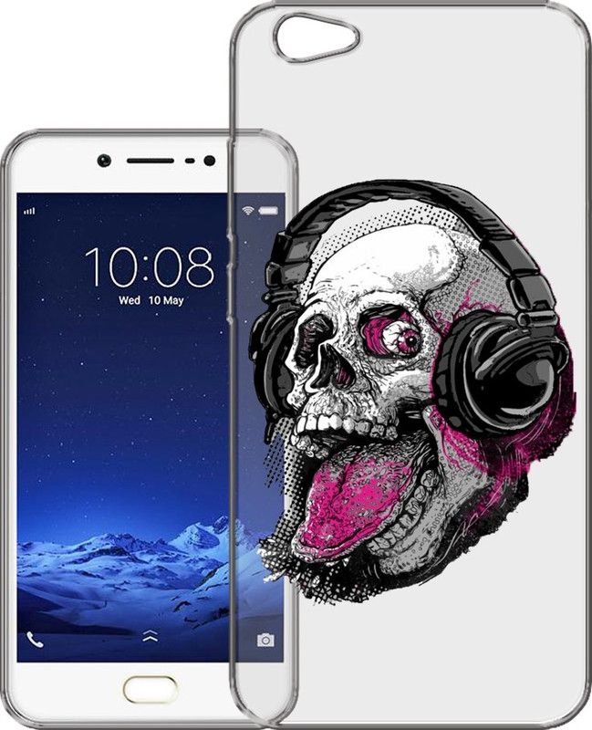 HANIRY Back Cover for Vivo V5s / 1713 back cover / SKULL WEARING HAEDPHONE / Designer / PNG_17  (Multicolor, Flexible, Silicon, Pack of: 1)