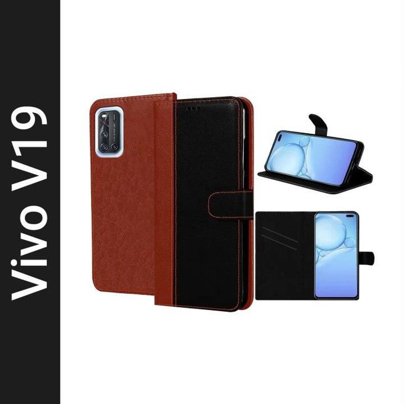 Amoha Flip Cover for VIVO V19  (Black, Brown, Magnetic Case, Pack of: 1)