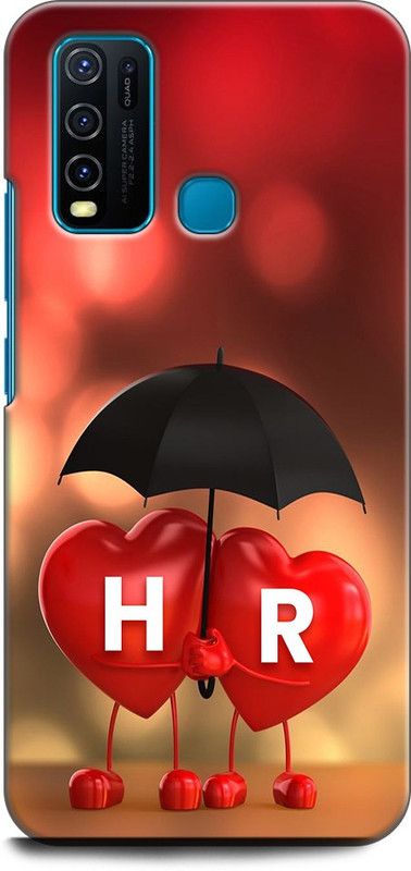 KEYCENT Back Cover for Vivo Y50, Vivo 1935 H R, H LOVES R, NAME, LETTER, ALPHABET, HR LOVE, HART, BLUE  (Multicolor, Pack of: 1)