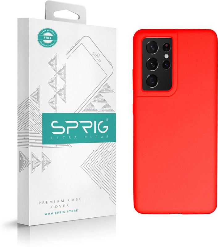 Sprig Liquid Silicone Back Cover for Samsung Galaxy S21 Ultra, Galaxy S21 Ultra, Samsung S21 Ultra, S21 Ultra  (Red, Shock Proof, Silicon, Pack of: 1)