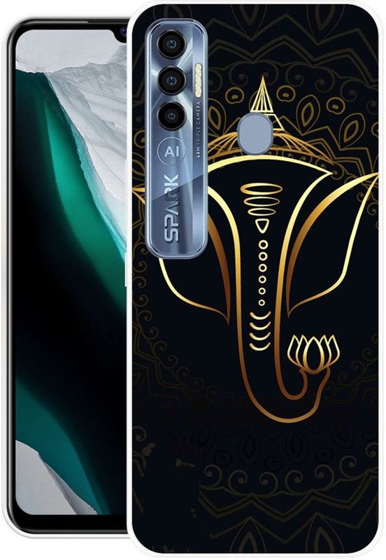 KUDI Back Cover for Tecno Spark 7 Pro  (Black, Gold, Grip Case, Silicon)