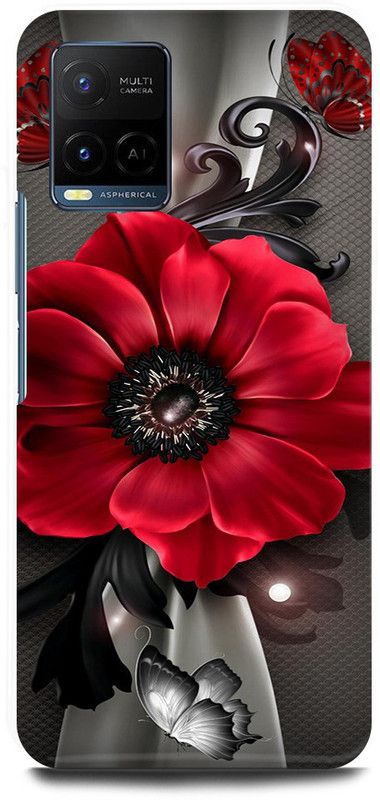 JUGGA Back Cover for Vivo Y21A, V2149, RED, FLOWER, NATURE, GRAPHIC  (Red, Hard Case, Pack of: 1)