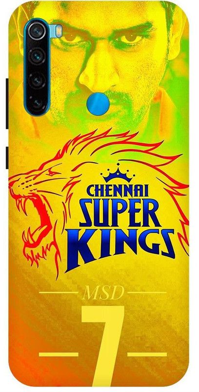 PICHKU Back Cover for REDMI NOTE 8-M1908C3JH-MAHENDRA,SINGH,DHONI,CSK,7,MSD,MAAHI,CHENNAI,SUPER,KING,SPORTS,IPL  (Yellow, Hard Case, Pack of: 1)