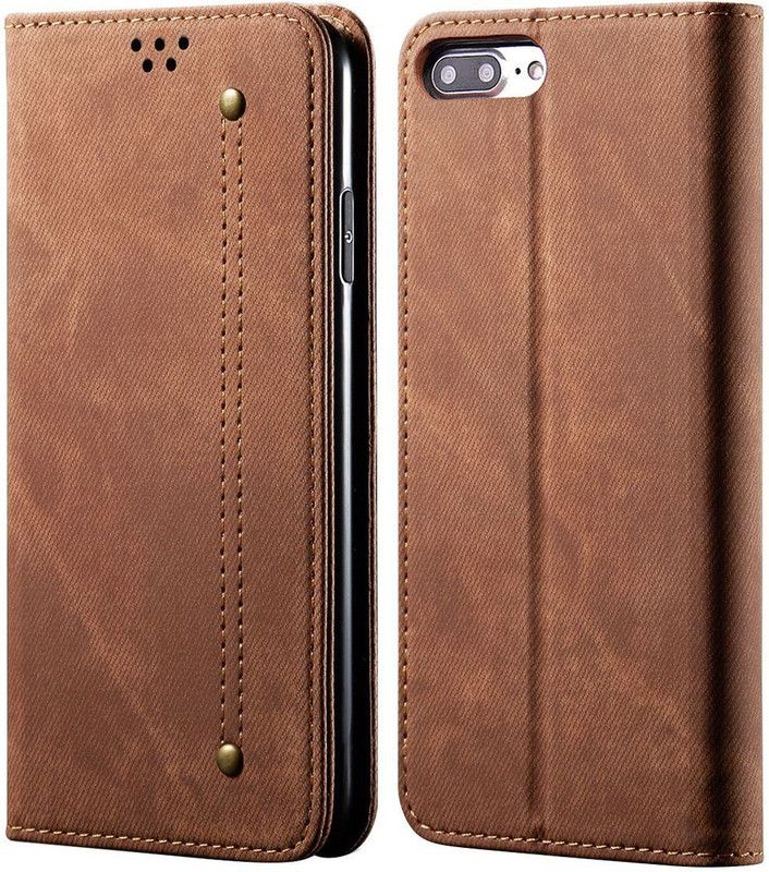 Pure Color Wallet Case Cover for Apple iPhone 7 Plus / iPhone 8 Plus (5.5 Inch)  (Brown, Magnetic Case, Pack of: 1)