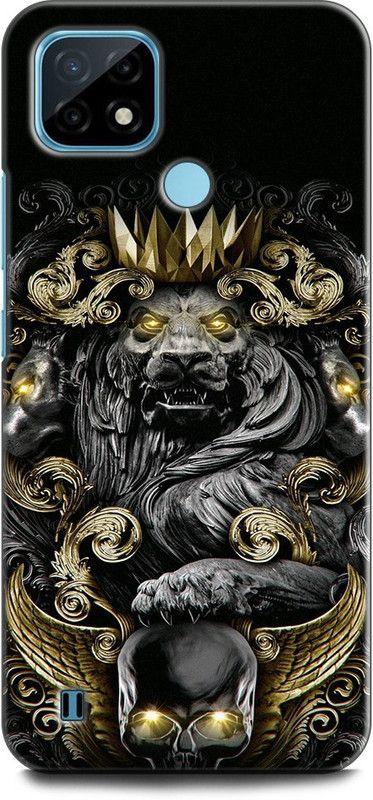 INDICRAFT Back Cover for Realme C21Y, RMX3261 LION, CROWN, GOLDEN, THE KING OF JUNGAL, ANIMAL, ART  (Multicolor, Dual Protection, Pack of: 1)