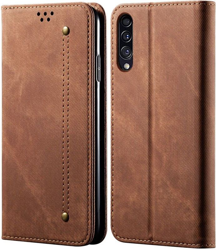 Pure Color Wallet Case Cover for Samsung Galaxy A30S / Galaxy A50 / Galaxy A50s  (Brown, Magnetic Case, Pack of: 1)