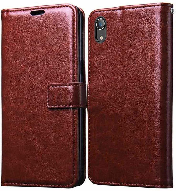 Coverage Flip Cover for Vivo Y90 / Vivo Y91C  (Brown, Dual Protection, Pack of: 1)