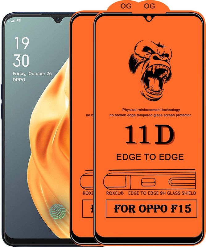 SoftTech Edge To Edge Tempered Glass for Oppo F15  (Pack of 2)