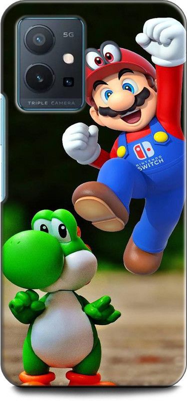 Wall Art Back Cover for Vivo Y75 (5G) MARIO,CARTOON, EMOJI, FUNNY, ABSTRACT, PETRIC  (Multicolor, Dual Protection, Pack of: 1)