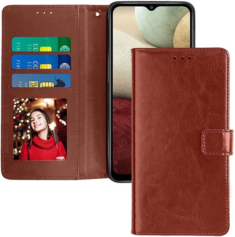 ANAND BR Flip Cover for Oppo F19 Pro  (Brown, Cases with Holder)