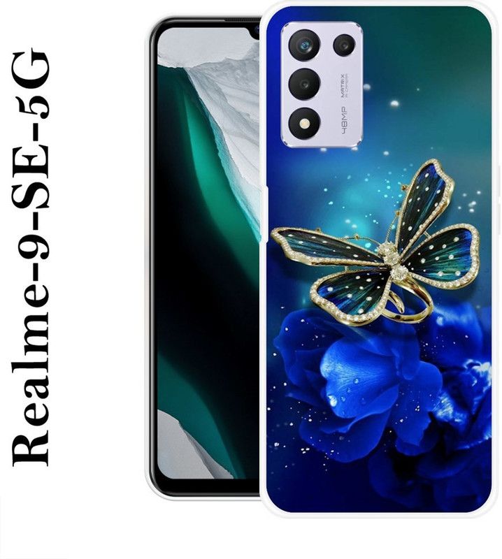 BAGRA Back Cover for Realme 9 SE 5G  (Blue, Gold, Silicon)