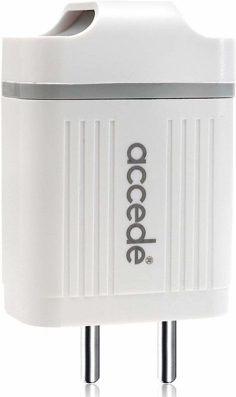 Accede 10 W NA 4.8 A Mobile FastEx 3 USB Port Wall Charger, Fast Charging Power Adapter, 4.8A with Port Charger with Detachable Cable  (White)