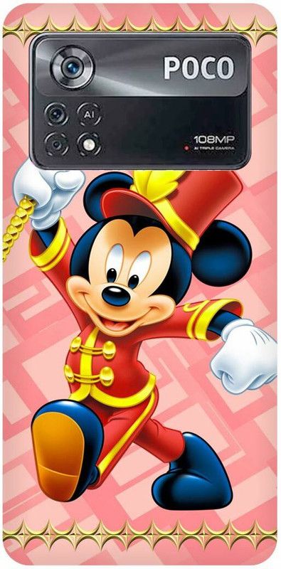 PICHKU Back Cover for POCO X4 PRO- 2201116PG-MICKEY,MOUSE,MINNIE,DOLL,TEDDY,LOVE,CARTOON,GIRLS,CUTE,PINK  (Yellow, Hard Case, Pack of: 1)