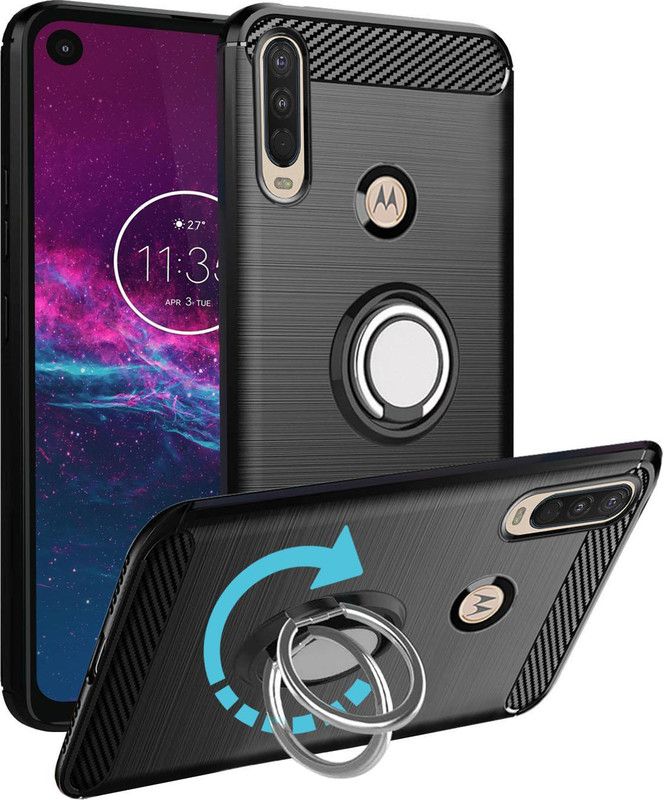 Unistuff Back Cover for Motorola One Action  (Black, Rugged Armor, Pack of: 1)