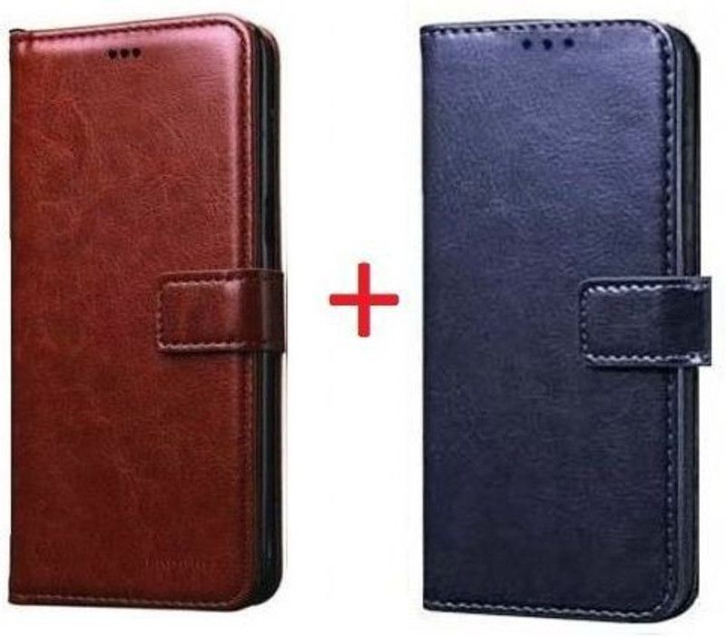 RidivishN Flip Cover for Infinix Note 12 Pro 5G  (Blue, Brown, Dual Protection, Pack of: 2)