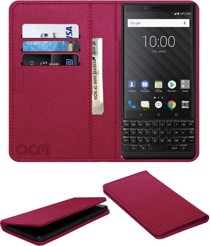 ACM Flip Cover for Blackberry Key 2  (Pink, Cases with Holder, Pack of: 1)