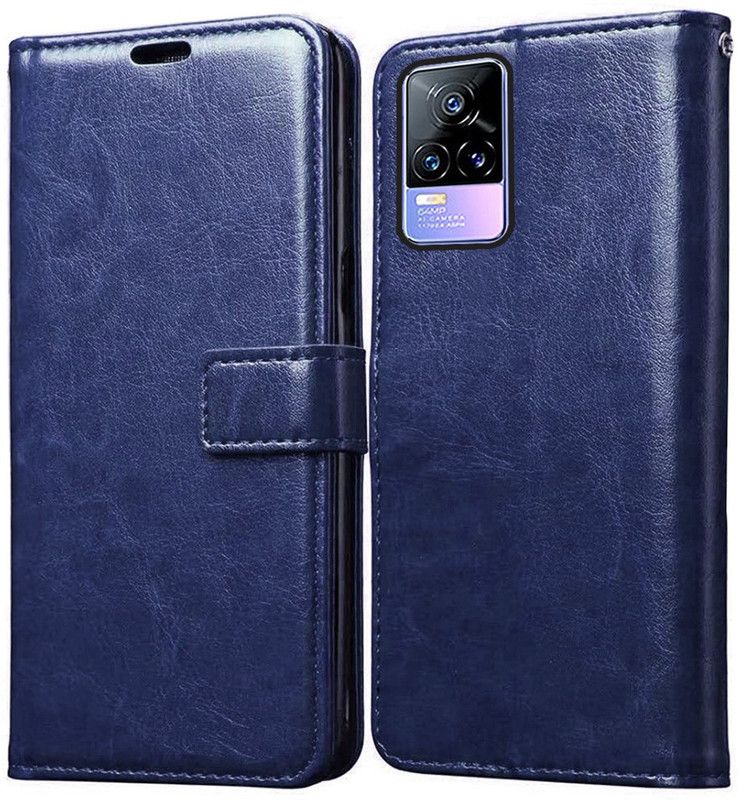 Flipkart SmartBuy Flip Cover for Vivo V21E Leather Flip Cover  (Blue, Pack of: 1)