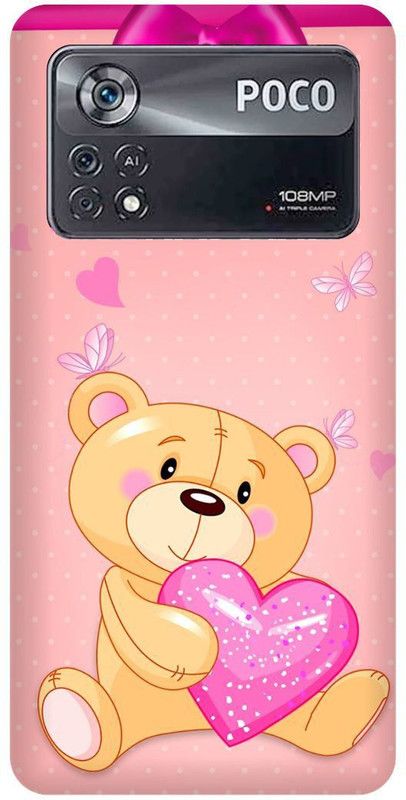 play fast Back Cover for POCO X4 Pro 5G, TEDDY, BEER, CUTE, LOVELY, TEDDY, BEER  (Pink, Hard Case, Pack of: 1)