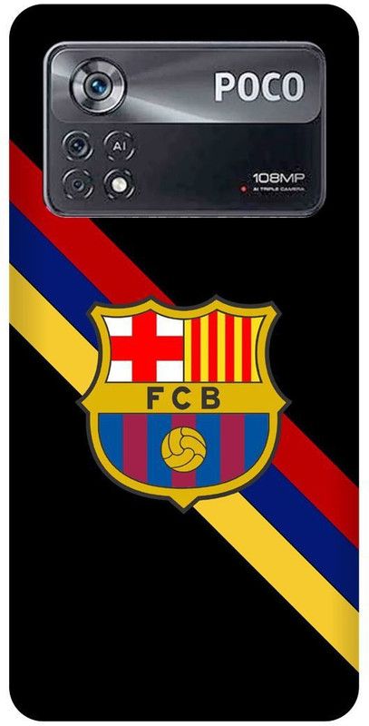play fast Back Cover for POCO X4 Pro 5G, FCB, BARCELONA, LOGO, SIGN  (Black, Hard Case, Pack of: 1)