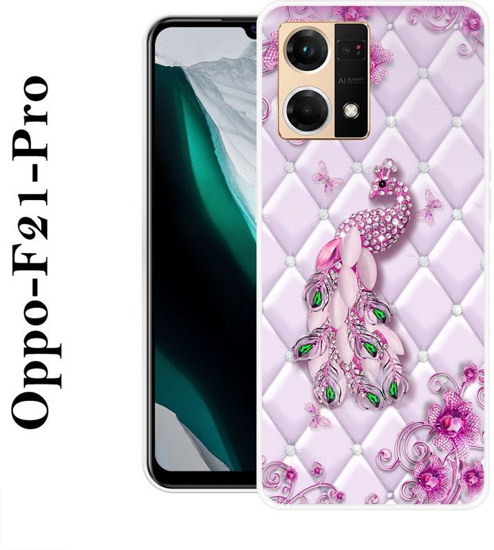 INDIALAND Back Cover for Oppo F21 Pro  (Pink, Green, Silicon)