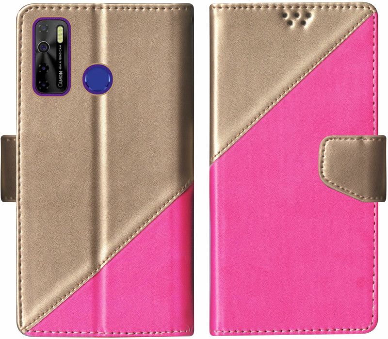 SBMS Flip Cover for Tecno Camon 15, Tecno Spark 5, Tecno Spark 5 Pro Multicolor  (Pink, Shock Proof, Pack of: 1)