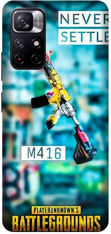Yoprint Back Cover for Redmi Note 11t 5G Skyblue, M416 Gun,Pubg Gun Printed cover  (Multicolor, Hard Case, Pack of: 1)