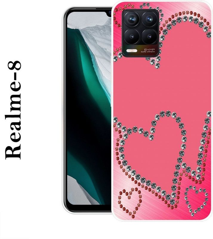 INDIALAND Back Cover for Realme 8  (Pink, Blue, Grip Case, Silicon)