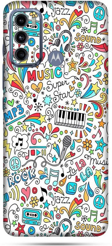 OggyBaba motorola g60, Phone Back side Protector and Camera Protector Mobile Skin  (Music Graffiti Skin Matte Finish Skin)