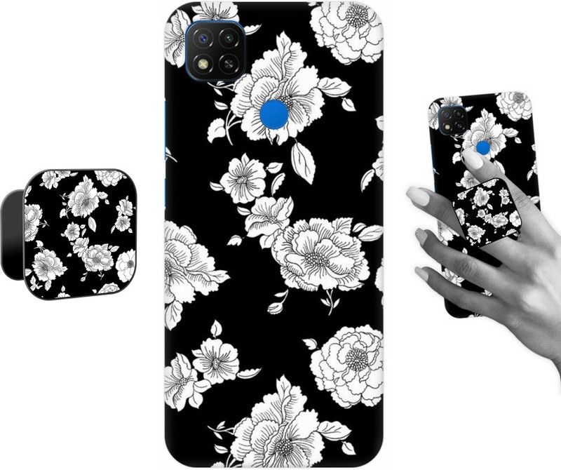 COBIERTAS Back Cover for Poco C31  (Black, White, Cases with Holder, Pack of: 2)