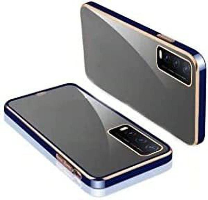 Urban Tech Back Cover for Vivo Y20A |Electroplated Silicon Golden Plating Crystal Clear Case  (Blue, Grip Case, Pack of: 1)