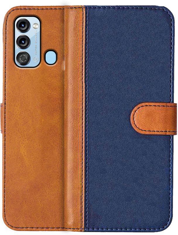 Knotyy Flip Cover for Itel Vision 3  (Blue, Brown, Dual Protection, Pack of: 1)