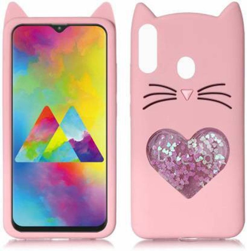 RICHCHIKS Back Cover for SAM PINK A10S Soft RubberCwith 3D Heart with Camera Lens Protection Back Cover Case  (Pink, 3D Case, Pack of: 1)