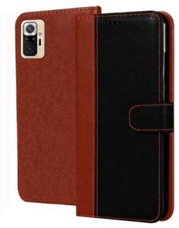 RidivishN Back Cover for Redmi Note 10 Pro  (Black, Brown, Magnetic Case, Pack of: 1)