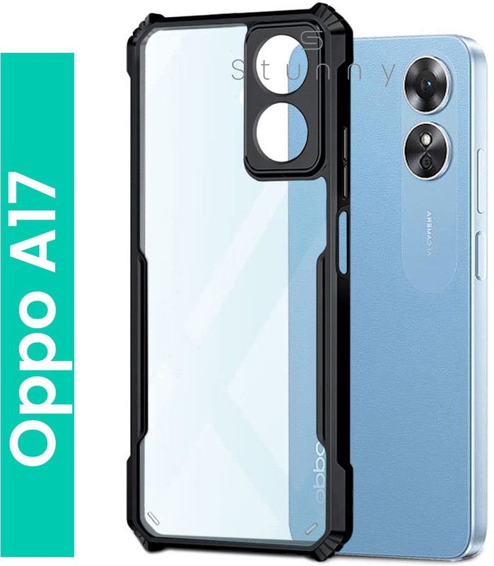 Stunny Pouch for OPPO A17  (Transparent, Black, Shock Proof, Silicon, Pack of: 1)