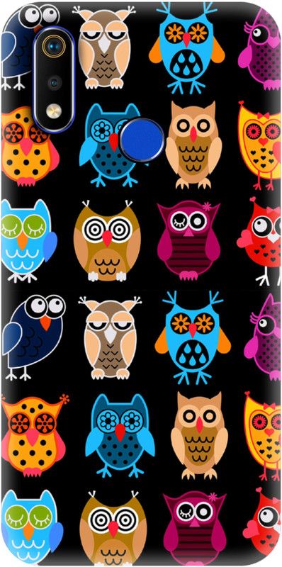 Smutty Back Cover for Realme 3, RMX1825, RMX1821 - Owl Print  (Multicolor, Hard Case, Pack of: 1)