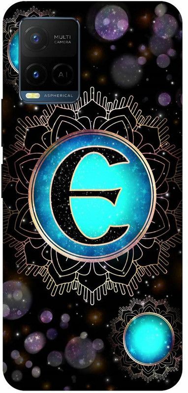 COVERJET Back Cover for VIVO Y21- V2111- E- NAME- LETTER- ALPHABET- PATTERN  (Blue, Hard Case)