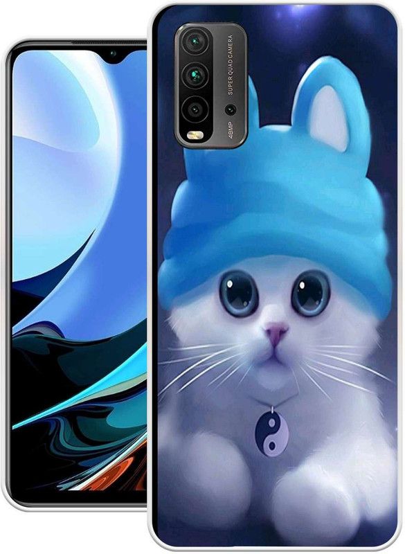 Khadoliya Back Cover for POCO M3  (Blue, White, Grip Case, Silicon, Pack of: 1)